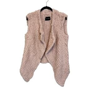 Dolce Cabo Faux Fur Vest Womens M Pink Open Front Wrap Teddy Winter Cozy Fashion